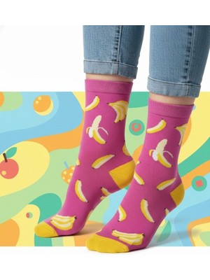 Baff Muz Desenli Çorap 35-38