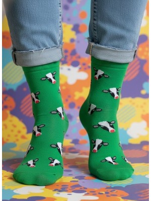 Baff Neşeli Inek Desenli Çorap 35-38