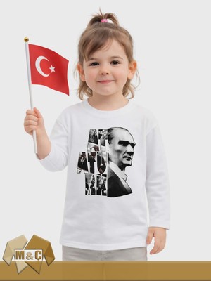 M.Ç Family Store 23 Nisan Türk Bayrağı Baskı Atatürk Baskı Sweatshirt
