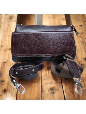 Valentina Victoria Hakiki Deri Çokbölmeli Orta Boy Çapraz Çanta