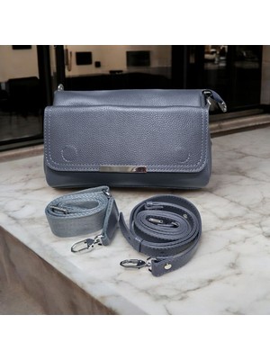 Valentina Victoria Hakiki Deri Çokbölmeli Orta Boy Çapraz Çanta