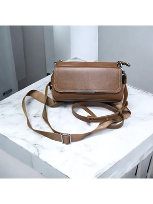 Valentina Victoria Hakiki Deri Çokbölmeli Orta Boy Çapraz Çanta