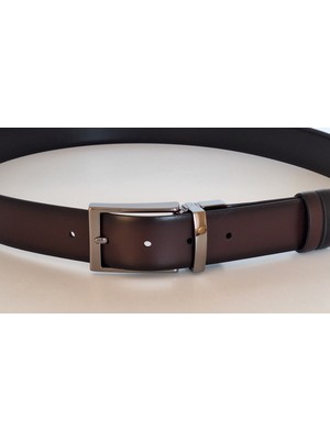 Darkwood Erkek Klasik Deri Kemer-Çift Taraflı-Siyah-Bordo