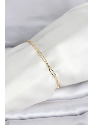 Solenya cm 14K Gold Renk Ataç Zincir Model Kadın Bileklik