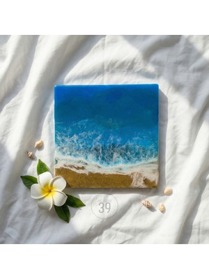 Akdeniz Esintili Epoksi Okyanus Duvar Tablosu – El Yapımı Reçine Sanatı (25X25 cm / 30X30 Cm)