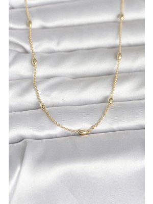 Shopwave cm 14K Gold Renk Damla Topçuk Model Zincirli 60 cm Kadın Kolye - TJ-BKO10980