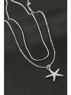 Marsilyan Deniz Yıldızı Inci Ikili Çelik Kolye