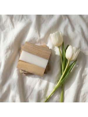 Ceviz & Beyaz River Epoksi Bardak Altlığı Seti 6’lı, El Yapımı Ceviz Ahşap, 12X12 Cm, Modern & Şık Tasarım