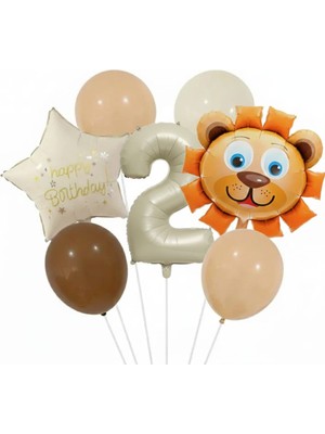 Aslan Kafa Happy Bırthday Yıldız Folyo Balonlu Yaş Balon Set
