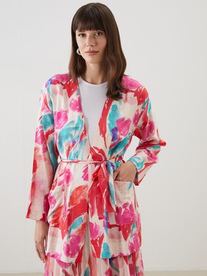 Lc Waikiki Yeni Sezon Şal Yaka Desenli Oversize Kadın Kimono