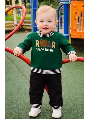 Melisa Ticaret Erkek Bebek Roar Bear Nakışlı Sweatshirt Eşofman Takım