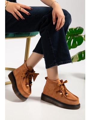 Tekin Shoes Taba Renk Bağcıklı Bot & Bootie