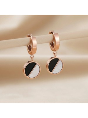 BG Jewellery Şık Tasarım Rose Çelik Küpe