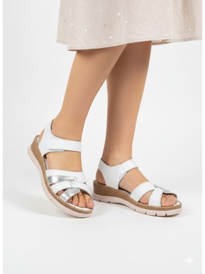 Ender Iç Dış Hakiki Deri Dolgu Taban Kadın Cırtlı Sandalet