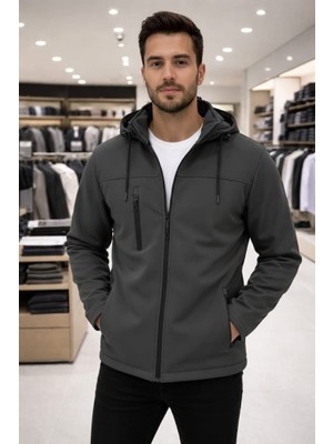 Erkekçıkarılabilir Kapüşonlu ,rüzgar ve Yağmura Dayanıklı Softshell Mont