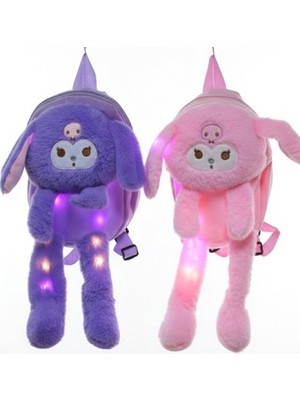 Evrenial Peluş Işıklı Oynar Kulaklı Kuromi Sırt Çantası