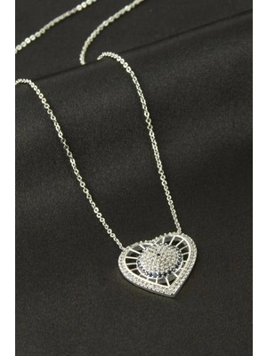 Marsilyan Kalp Zirkon Taşlı Kolye