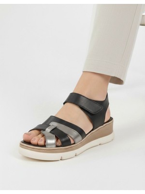 Ender Iç Dış Hakiki Deri Dolgu Taban Kadın Cırtlı Sandalet