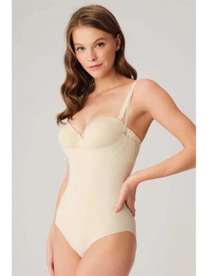 Marsilyan- Mikro Kumaş Silikon Bantlı Kancalı Badi Korse