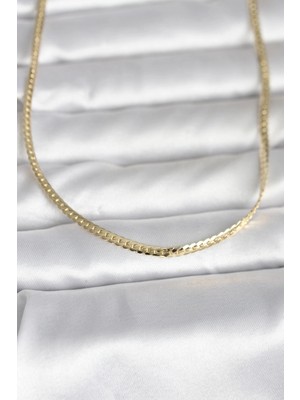 Butik cm 14K Gold Renk Yassı Zincir Model 45 cm Kadın Kolye