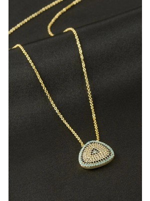 Marsilyan Oval Nazar Zirkon Taşlı Kolye