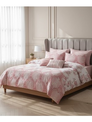 Harikabirev |çift Kişilik Nevresim Takımı Lastikli Pamuklu Çarşaf Nevresim Seti Pembe |çknt