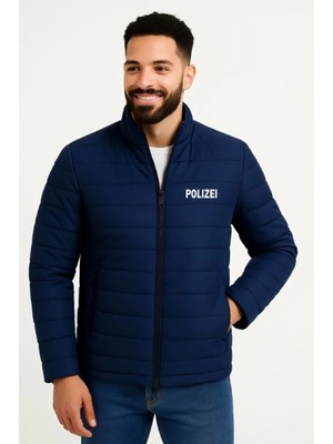 Marsilyan- Erkek Mikro Su Itici Kapitone Baskılı Astarlı Fermuarlı Bomber Mont - Lacivert