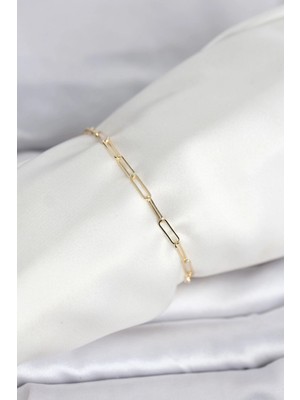 Butik cm 14K Gold Renk Ataç Zincir Model Kadın Bileklik