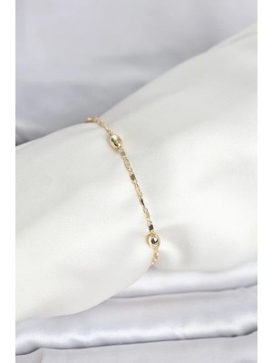 Butik cm 14K Gold Renk Damla Topçuk Model Kadın Bileklik