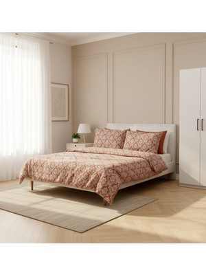 Harikabirev |çift Kişilik Nevresim Takımı Lastikli Pamuklu Çarşaf Nevresim Seti Krem|çknt