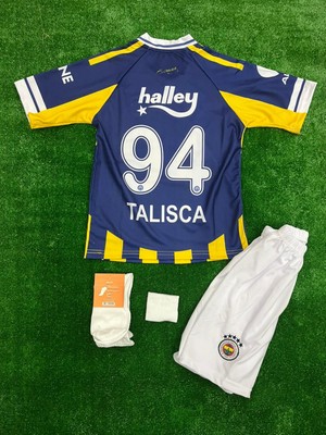 4'lü Set Fe.ner.bah'çe\\ 2025/2026 Talisca Iç Saha Sarı Lacivert Çocuk Forma Şort Bileklik Çorap