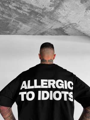 "allergic To Idiots" Baskılı Oversize T-Shirt