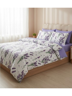 Harikabirev |çift Kişilik Nevresim Takımı Lastikli Pamuklu Çarşaf Nevresim Seti Lavanta|çknt