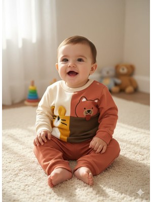 Şanslı Harikalar Pamuklu Likralı Köpek Baskılı Bebek Takım