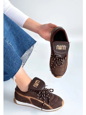 Kazax Dissa Kahverengi Cilt Bağcıklı Paraşüt Detaylı Spor Ayakkabı