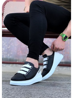 Zapatos WG029 Erkek Günlük Lastikli Legend Cilt Spor Sneaker Ayakkabı Cbt - Siyah/beyaz