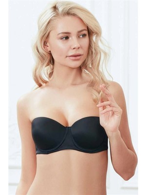 Marsilyan- Balenli Desteksiz Dolgusuz Straplez T-Shirt Sütyeni