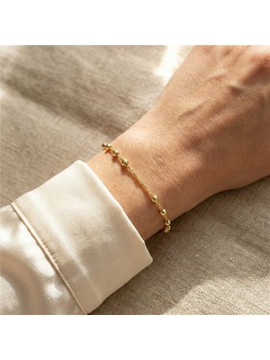 Zeino Kalp Detaylı Dorikalı Bileklik - 14K Altın Rengi Kaplama, 17+3 cm