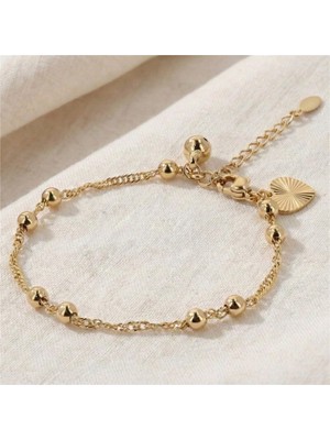 Zeino Kalp Detaylı Mini Toplu Bileklik - Gümüş Rengi Kaplama, 17+3 cm