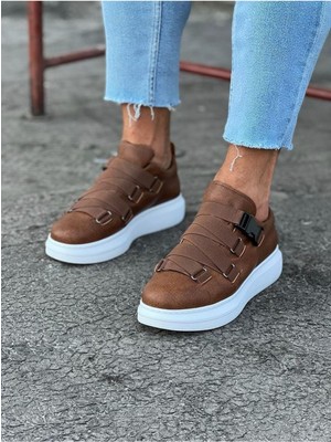 Zapatos WG033 Erkek Günlük Tokalı Cilt Spor Sneaker Ayakkabı Cbt - Taba