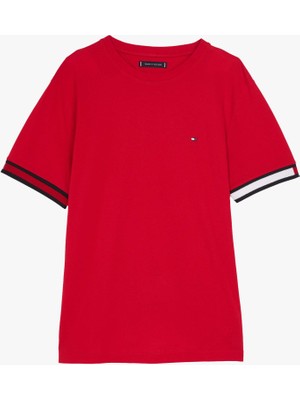 Tommy Hilfiger Erkek Kırmızı Tommy Hilfiger Global Strıpe Flag C, Xld Kırmızı Erkek T-Shirt & Polo