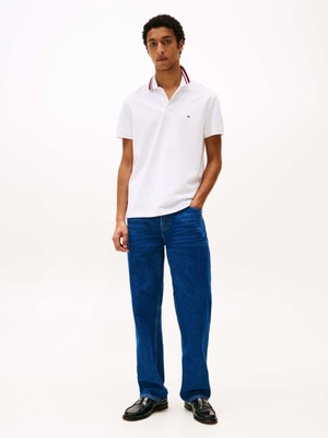 Tommy Hilfiger Erkek Beyaz Tommy Hilfiger Rwb Collar Reg Polo, Ybr Beyaz Erkek T-Shirt & Polo
