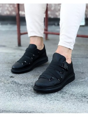 Zapatos WG033 Erkek Günlük Tokalı Cilt Spor Sneaker Ayakkabı Cst - Siyah