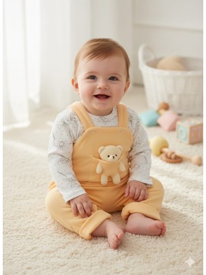 Şanslı Harikalar Pamuklu Kapüşonlu Ayı&ay Baskılı Bebek Takım