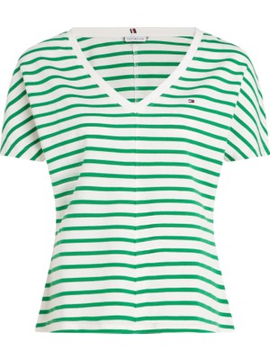 Tommy Hilfiger Kadın Yeşil Tommy Hilfiger Fıtted Lyocell Pq Te, 0fo Yeşil Kadın T-Shirt & Polo