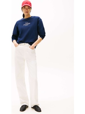Tommy Hilfiger Kadın Lacivert Tommy Hilfiger Reg Hılfıger Sweatsh, C1G Lacivert Kadın Sweatshirt