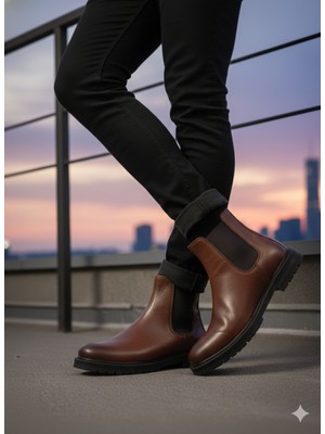Belirtilmemiş Hakiki Deri Kaymaz Taban Soğuk Geçirmez Lastikli Ortopedik Klasik Günlük Bot