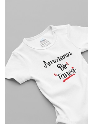 Overoz Amcasının Bir Tanesi Baskılı Kısa Kollu Beyaz Bebek Body Zıbın 5247