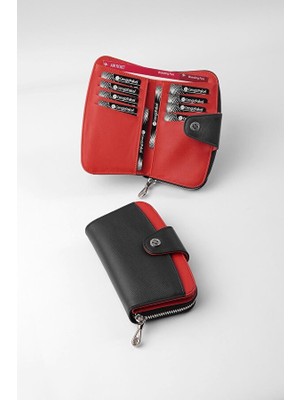 Cengiz Pakel Daily Kadın Orta Boy Cüzdan - 65311 - Siyah/kırmızı