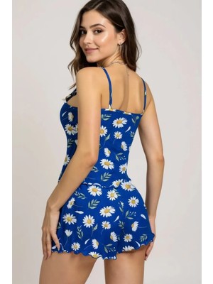 D Lingerie Bleu Marguerite Askılı Pijama Seti DM1357